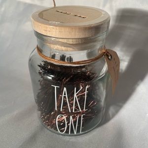 Rae Dunn TAKE ONE Hair Pins Bobby Pins Glass Storage Jar